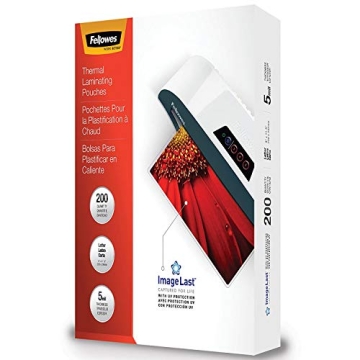 Fellowes Thermal Laminating Pouches, ImageLast, 200 Pack, Jam Free, 5 Mil, Letter Size