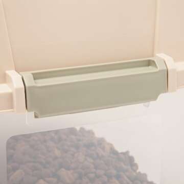 IRIS USA Elevated Feeder with Airtight Storage, Large, Almond/Clear FS-L