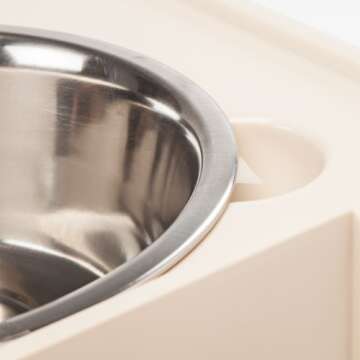 IRIS USA Elevated Feeder with Airtight Storage, Large, Almond/Clear FS-L