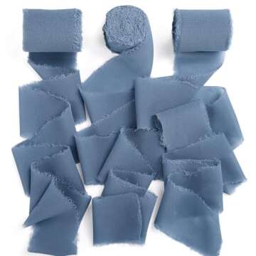 GWHOLE 6 Rolls Chiffon Ribbon, 2" x 6 Yd Ribbon Fringe Handmade for Wedding Invitations Bridal Showe...