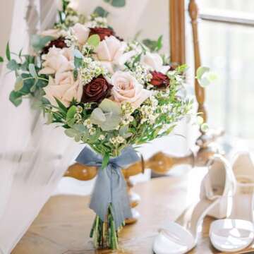 GWHOLE 6 Rolls Chiffon Ribbon, 2" x 6 Yd Ribbon Fringe Handmade for Wedding Invitations Bridal Shower Bouquets Decorations, Gifts Wrapping DIY Crafts(Dusty Blue)