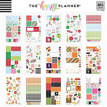 me & my BIG ideas Sticker Value Pack for Mini Planner - The Happy Planner Scrapbooking Supplies - Season Theme - Multi-Color & Gold Foil - Great for Projects & Albums - 30 Sheets, 2001 Stickers Total