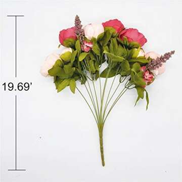 SHINE-CO LIGHTING Artificial Peony Silk Flowers Bouquet Glorious Moral for Home Office Decoration and Weddings (Dark Pink)