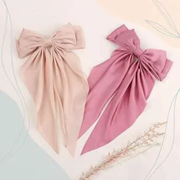 VOBOBE Hair Bow Clip Set - 8 Elegant Satin Bows