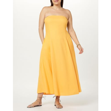 The Drop Women's Carlota Strapless Linen Maxi Dress - Plus Size
