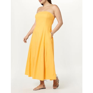 The Drop Women's Carlota Strapless Linen Maxi Dress - Plus Size