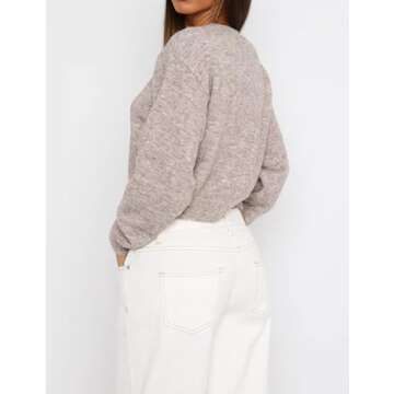 MISSACTIVER Women's Button Down Cropped Cardigan Sweater Solid Open Front Long Sleeve Crewneck Knitt...