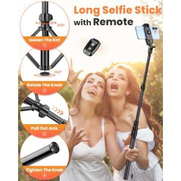 VICTIV 85" Tall Phone Tripod Stand with Remote