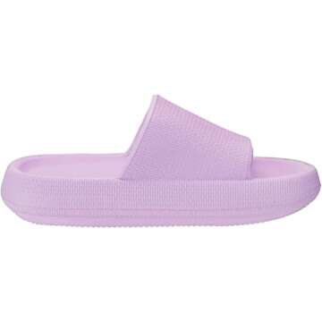 Joomra Womens Slides Cushioned Quick Drying Foam Female Pillow Shower Slippers House Shoes Indoor Pool Beach Spa Garden Sandals for Ladies Sandles Purple 40-41