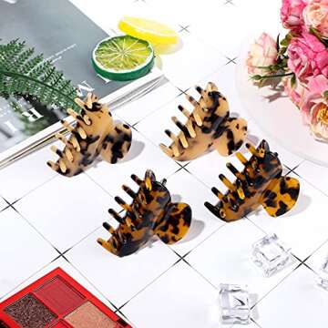 WILLBOND 6 Pieces Medium Hair Claw Clips for Thin Hair 2.6 Inch Tortoise Shell Clip Banana Jaw Hairpin French Style Barrettes Head Accessories for Women Girls(Vivid Patterns)