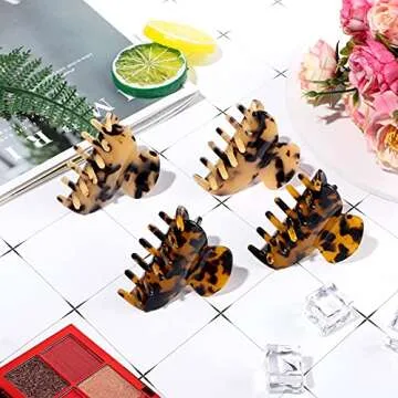 WILLBOND 6 Pieces Medium Hair Claw Clips for Thin Hair 2.6 Inch Tortoise Shell Clip Banana Jaw Hairpin French Style Barrettes Head Accessories for Women Girls(Vivid Patterns)