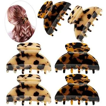 WILLBOND 6 Pieces Medium Hair Claw Clips for Thin Hair 2.6 Inch Tortoise Shell Clip Banana Jaw Hairpin French Style Barrettes Head Accessories for Women Girls(Vivid Patterns)