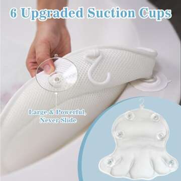 Bath Pillow Luxury Bathtub Pillow - Bath Pillows for Tub Neck and Back Support, Ergonomic Tub Pillow...