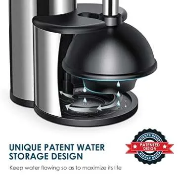 Toilet Plunger Bowl Brush Set: Hideaway Heavy Duty Toilet Plunger Scrubber Cleaner Holder Combo for Bathroom with Covered Caddy Hidden Elongated Discreet Apartment Toilet Plunger Brush Accessories