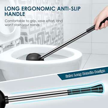 Toilet Plunger Bowl Brush Set: Hideaway Heavy Duty Toilet Plunger Scrubber Cleaner Holder Combo for Bathroom with Covered Caddy Hidden Elongated Discreet Apartment Toilet Plunger Brush Accessories