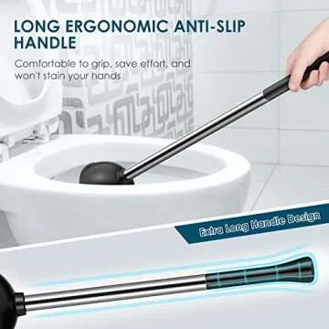 Toilet Plunger Bowl Brush Set: Hideaway Heavy Duty Toilet Plunger Scrubber Cleaner Holder Combo for Bathroom with Covered Caddy Hidden Elongated Discreet Apartment Toilet Plunger Brush Accessories