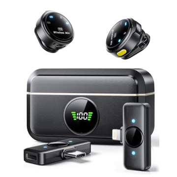 Suphyee Wireless Lavalier Microphone for iPhone/Android, Lapel Mics with Lightning/USB-C Plug-Play, ...