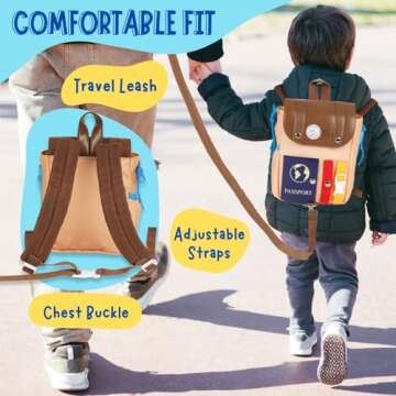 THREE-IN-ONE Toddler Backpack 1-3, Busy Book and Leash, Montessori Toys for 1 2 3 4 Year Old, Autism Sensory Toys, Travel Toys for Airplane Car, Pre-K Learning Fine Motor Skills, Gifts for Girl Boy