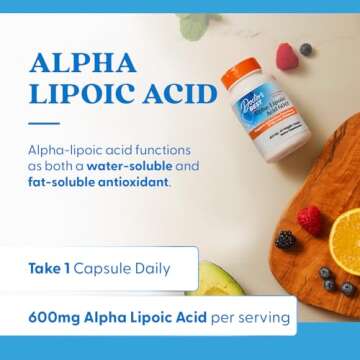 Doctor's Best Alpha-Lipoic Acid 600, Supports Antioxidant Function & Glycemic Balances, Non-GMO, Gluten Free, Vegan, Soy Free, 600 mg, 60 Veggie Caps