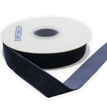 Navy Blue Velvet Ribbon by XMRIBBON - 1 Inch, 10 Yards