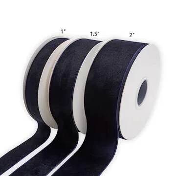 Navy Blue Velvet Ribbon by XMRIBBON - 1 Inch, 10 Yards