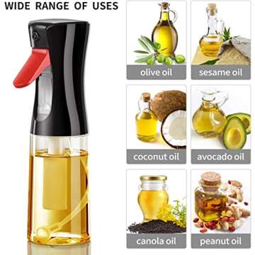 Oil Sprayer for Cooking, 200ml Glass Olive Mister, Spray Bottle, Kitchen Gadgets Accessories Air Fryer, Canola Spritzer, Widely Used Salad Making, Baking, Frying, BBQ