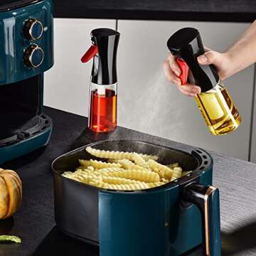 Oil Sprayer for Cooking, 200ml Glass Olive Mister, Spray Bottle, Kitchen Gadgets Accessories Air Fryer, Canola Spritzer, Widely Used Salad Making, Baking, Frying, BBQ