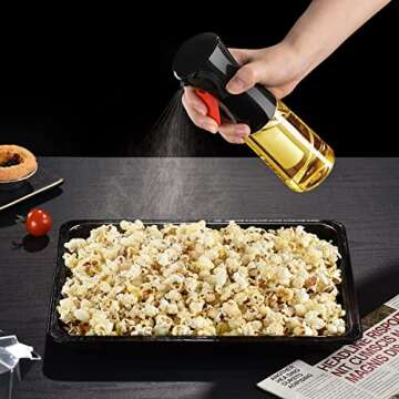 Oil Sprayer for Cooking, 200ml Glass Olive Mister, Spray Bottle, Kitchen Gadgets Accessories Air Fryer, Canola Spritzer, Widely Used Salad Making, Baking, Frying, BBQ