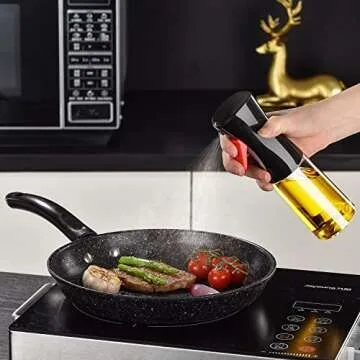 Oil Sprayer for Cooking, 200ml Glass Olive Mister, Spray Bottle, Kitchen Gadgets Accessories Air Fryer, Canola Spritzer, Widely Used Salad Making, Baking, Frying, BBQ