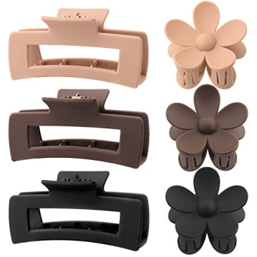 Stylish 6 Pack Hair Claw Clips for All Hair Types