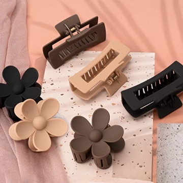 Stylish 6 Pack Hair Claw Clips for All Hair Types