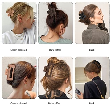 Stylish 6 Pack Hair Claw Clips for All Hair Types