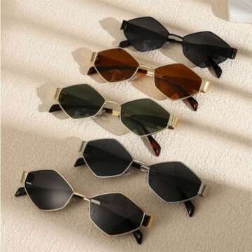 ADE WU Hexagon Sunglasses for Men Women Vintage Frames
