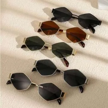 ADE WU Hexagon Sunglasses for Men Women Vintage Frames