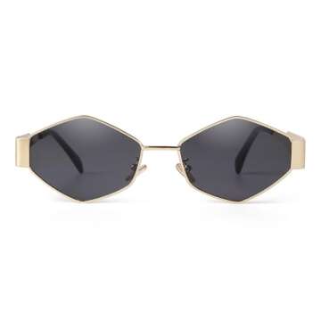 ADE WU Hexagon Sunglasses for Men Women Vintage Frames