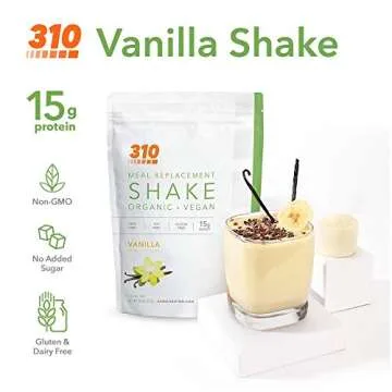Vegan Organic Plant Protein Powder and Meal Replacement Shake With Shaker Cup and 2 Oz MCT Oil - By 310 Nutrition - Gluten, Dairy and Soy Free - 0g of Sugar | Keto and Paleo Friendly (Vanilla)