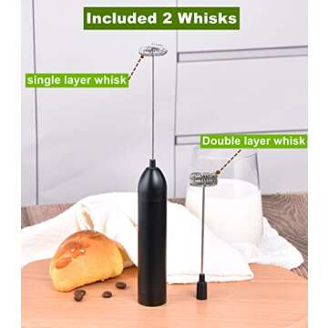 Matcha Whisk/Milk Frother, Aluminum Alloy | Basecent Battery Operated | Milk Frother Handheld for Ma...