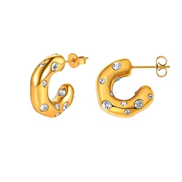 Chunky Gold Hoop Earrings for Women - Elegant Style
