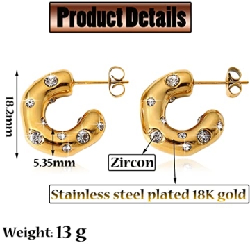 Chunky Gold Hoop Earrings for Women - Elegant Style