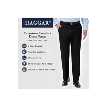 Haggar Men's Premium Comfort Classic Fit Flat Front Pants