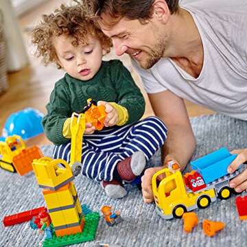 LEGO DUPLO Big Construction Site 10813 Building Set with Toy Dump Truck, Toy Crane and Toy Bulldozer...