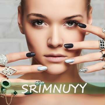 Square Press on Nails Short Sea Blue Fake Nails Glossy Acrylic Nails Press ons Full Cover False Nails with Golden Glitter Designs Glue Stick on Nails for Women Girls 24 Pcs