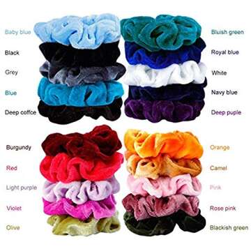 30 Pcs Velvet Hair Scrunchies 6 Pcs Large Hair Claw Clips Nonslip Big Banana Hair Jaw Clamp Elastic Hair Bands Hair Ties Ropes Hair Accessories for Women Girls Teens (30 Scrunchies, 6 Hair Claw Clips)
