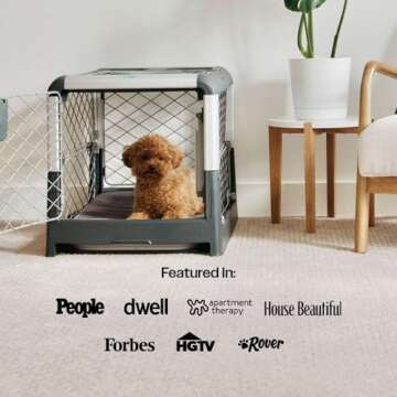 Diggs Revol Dog Crate (Collapsible, Portable, Travel Kennel) for Small Dogs and Puppies (Grey)