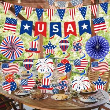 Patriotic 4th of July Decorations Set for Festive Celebrations