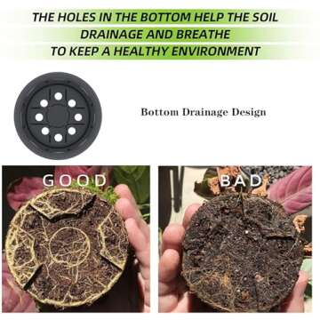 UPMCT 4 5 6 Inch Nursery Pots Variety Pack, 45 Pack Plants Flower Pots Flexible Plastic Planters Indoor Modern Decorative Seed Container Pots for House Plants, Flower (4+5+6 Inch)