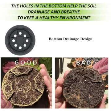 UPMCT 4 5 6 Inch Nursery Pots Variety Pack, 45 Pack Plants Flower Pots Flexible Plastic Planters Indoor Modern Decorative Seed Container Pots for House Plants, Flower (4+5+6 Inch)