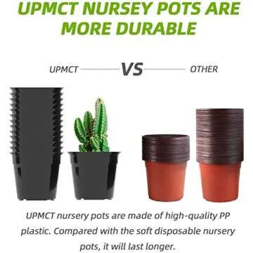 UPMCT 4 5 6 Inch Nursery Pots Variety Pack, 45 Pack Plants Flower Pots Flexible Plastic Planters Indoor Modern Decorative Seed Container Pots for House Plants, Flower (4+5+6 Inch)