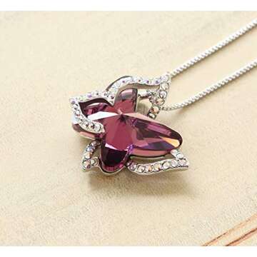 GEMMANCE Butterfly Crystal Bundle Jewelry Set Amethyst Dark Pink February Birthstone Gifts for Women...