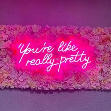 Neon Signs You Are Like Really Pretty-Transparent Acrylic with Dimmers Light Up Lights Signs Indoor Decor Room Wall Led Neon Sign 25.5×11.8 IN Christmas Party Wedding Girl Boy Living Room Office Pink